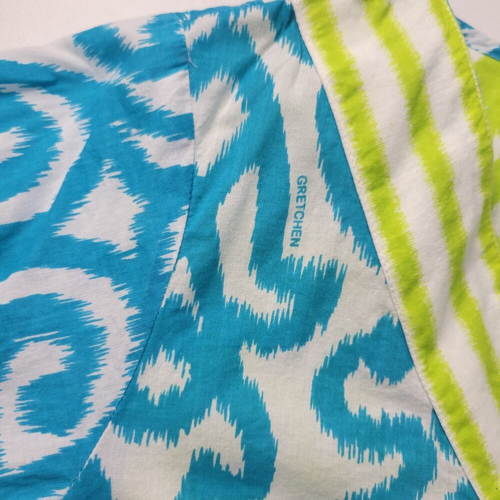Gretchen Scott Tunic Top XS Tropical Geo 3/4 Sleeve Boho Lagum Cotton Resort - Picture 8 of 10